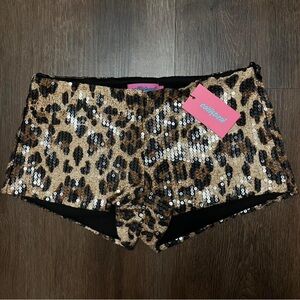 edikted sequin leopard printed micro shorts